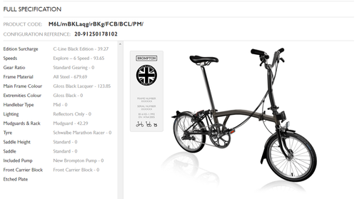 Brompton C-Line Black Edition- Gloss Black Lacquer with lights