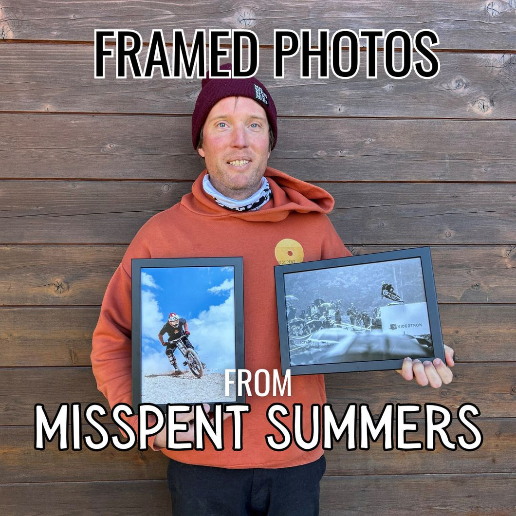 FOR MARIO! Framed Photos From Misspent Summers (2 iconic photos from Misspent Summers exhibition at the 2023 Les Gets DH world cup)